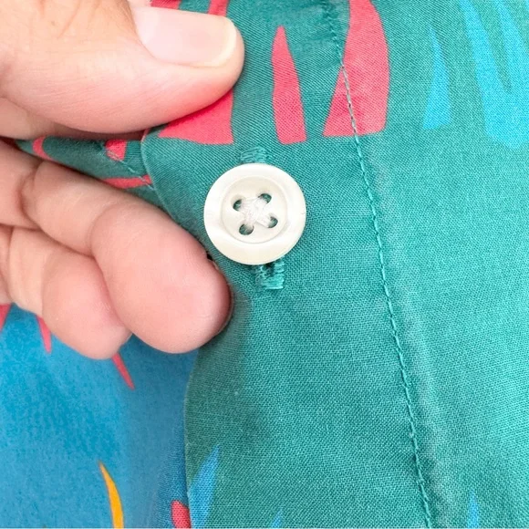 BONOBOS Coral Toucan Tropics Riviera Short Sleeve Button Down Shirt Blue Size M - Picture 7 of 11